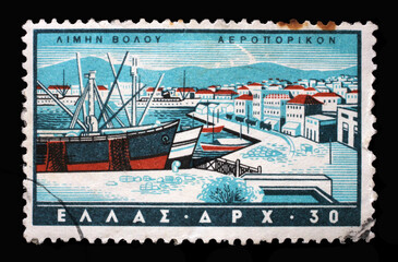 Stamp printed in Greece from the Greek Ports issue shows Volos, circa 1958.