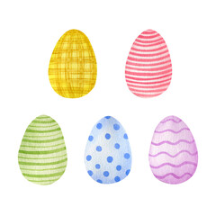 Watercolor easter eggs isolated on white background.