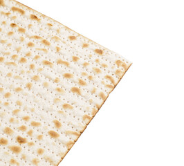 Jewish flatbread matza for Passover on white background