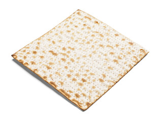 Jewish flatbread matza for Passover on white background