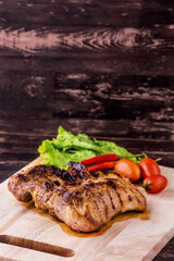 Grilled pork jowl Thai street food