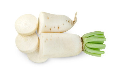 sliced Radish isolated on white background ,include clipping path