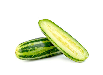 sliced Cucumber or Cucumis melo isolated on white background