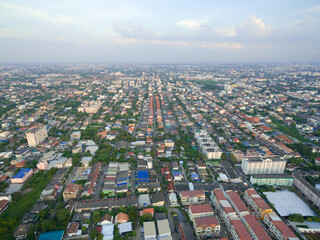 Obraz premium Aerial view of residential neighborhood in Bangkok Thailand