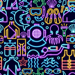 Diving Seamless Neon Pattern