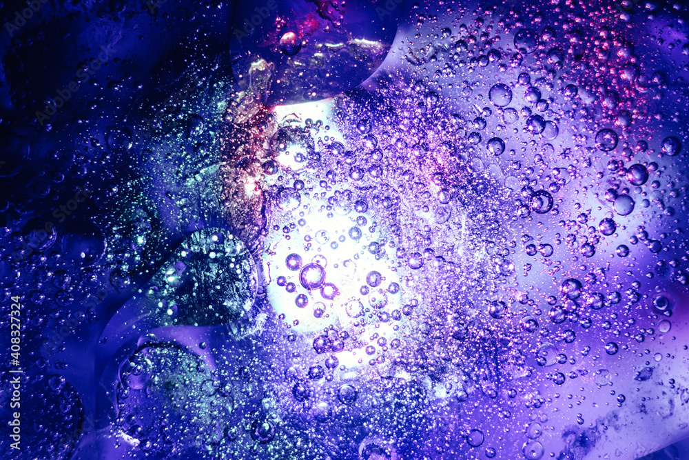 Poster Beautiful abstract surreal drops light pastel dark magic drop. Background pattern for design. Macro photography view.