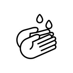 Hand line icon with water drop. Washing hands symbol. simple design editable. Design template vector