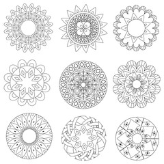 collection of round pattern for your coloring book