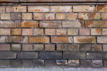 close-up of a brick building facade