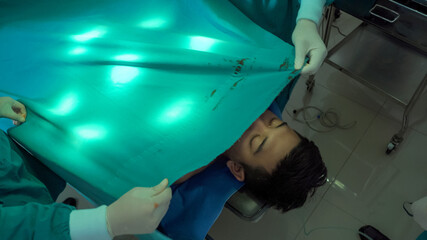 Dead patient in bed at a hospital