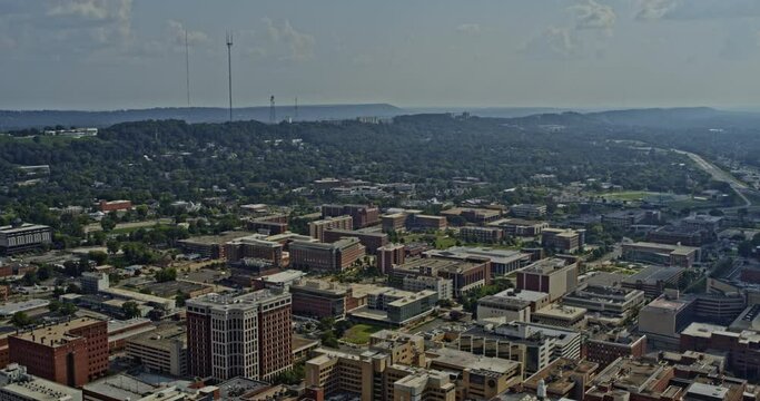 Birmingham Alabama Aerial v8 view of university buildings in Southside community on the forested slope of Red Mountain, south of central business district - Shot on DJI Inspire 2, X7, 6k - August 2020