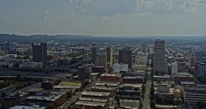 Birmingham Alabama Aerial v2 flying above modern building structures in downtown Central City - Shot on DJI Inspire 2, X7, 6k - August 2020