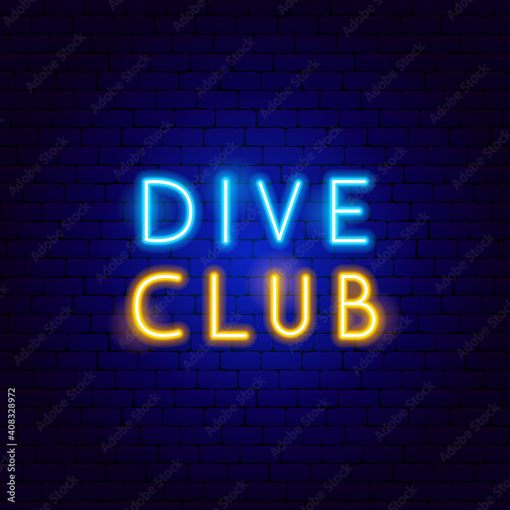 Poster Dive Club Neon Text