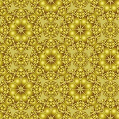 seamless floral pattern. 3D. Golden-green background. cover, tile.