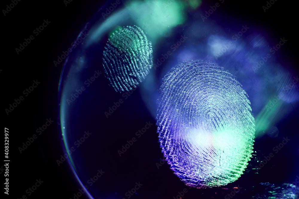 Aufkleber close up beautiful abstract blue, purple colored fingerprint on background texture for design. macro