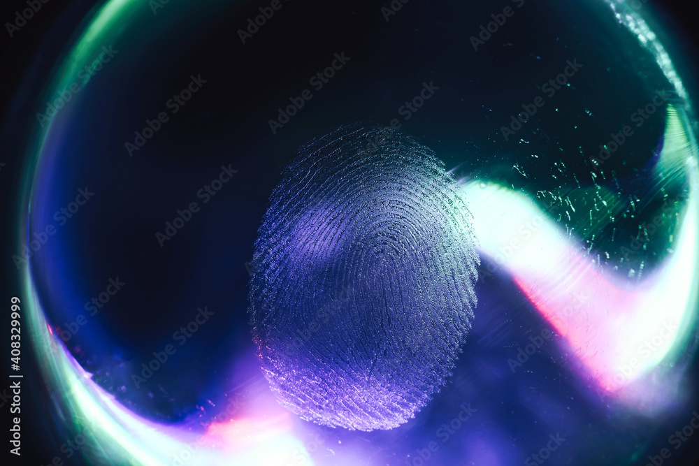 Aufkleber close up beautiful abstract blue, purple colored fingerprint on background texture for design. macro