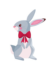cute rabbit with red bowtie character