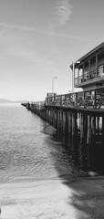 Pier on South Shore Lake Tahoe Black and White