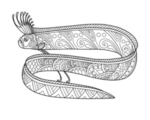 sea life coloring page illustration and print design