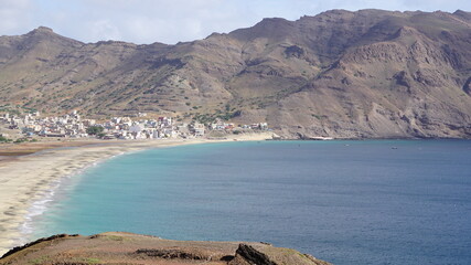 the view from the start of the hike from the beach of Sao Pedro to the light house Farol de Dona...