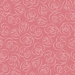 Pink floral background with roses. Flowers seamless pattern.
