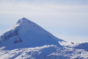 Fototapeta na wymiar beautiful alpine landscape with fresh snow on a sunny day