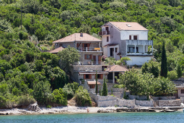 Fototapeta na wymiar Montenegro Bay of Kotor view from the yacht