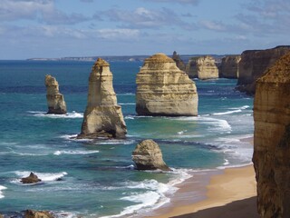 landscape of 12 apostles at Victoria Australia, the limestone stacks erosion from wind and wave. The great ocean road  view point.the famous  landmarks of A ustralia.