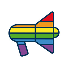 megaphone with lgtbi flag flat style icon