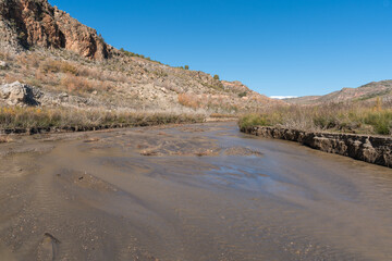 River of water towards the Beninar reservoir in southern Spain