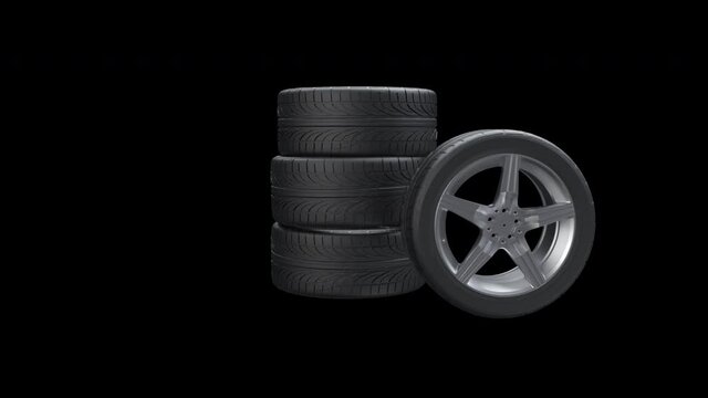 stacking tires and one side press wheel with alpha channel