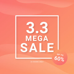 3.3 sale discount banner promotion. Trendy design template for advertisement, social media, business, fashion ads, etc. Vector illustration.