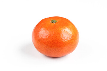 Single mandarin isolated on white background.Organic citrus fruit