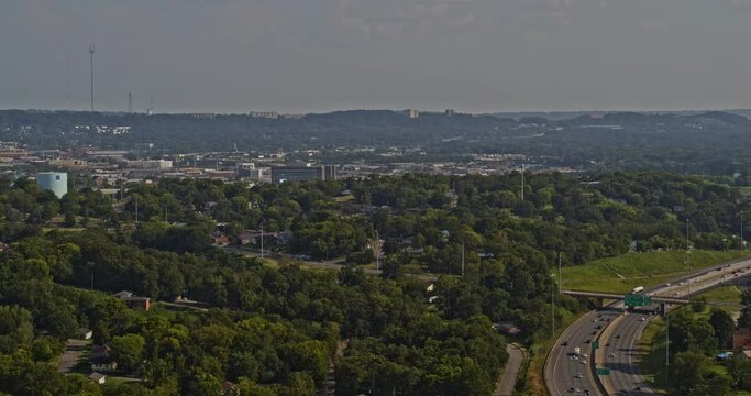 Birmingham Alabama Aerial v13 panning shot busy highway near Enon Ridge and Fountain Heights with view of Druid Hills and cityscape views - Shot on DJI Inspire 2, X7, 6k - August 2020