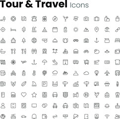 Tour and travel icon set