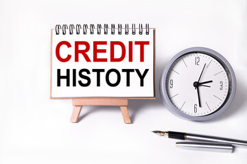 CREDIT HISTORY. text on white paper on light and white background