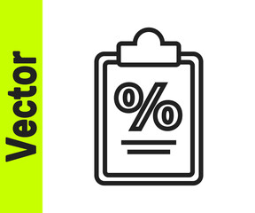 Black line Finance document icon isolated on white background. Paper bank document for invoice or bill concept. Vector Illustration.