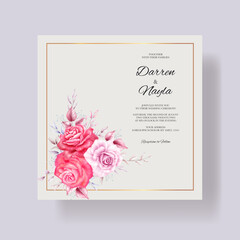 Beautiful wedding invitation card with floral design