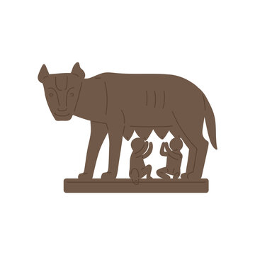 Ancient Roman Capitoline wolf, flat silhouette vector illustration isolated.