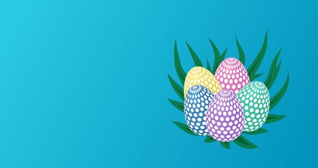 Happy easter eggs on grass for web vector illustration