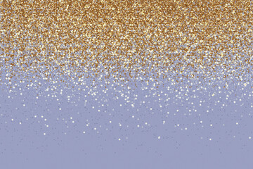 Beautiful gold glitter on a light blue background. Abstract sparkling glitter for design, invitation, booklet, advertisement, etc.
