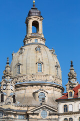 18th century barogue Church of the Virgin Mary (Dresden Frauenkirche), Lutheran temple situated on Neumarkt, Dresden, Germany