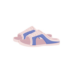 Rubber slippers for home or beach vacation flat vector illustration isolated.