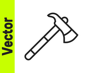 Black line Firefighter axe icon isolated on white background. Fire axe. Vector.