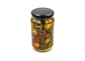 Bottled jalapeno pepper.