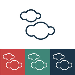 Linear vector icon with clouds