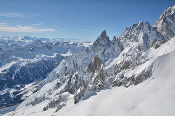 Fototapeta na wymiar Winter Alps landscape view from Italy.