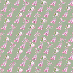 Ballet shoes.Watercolor hand painted seamless pattern of ballet slippers.. © Lora
