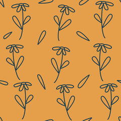 Cute lovely seamless vector pattern background illustration with daisy flowers	
