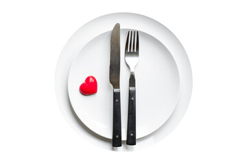 festive tableware table setting love environment plate, fork, knife valentines day background mothers day care or 8 march pleasant top view copy space for text food background rustic